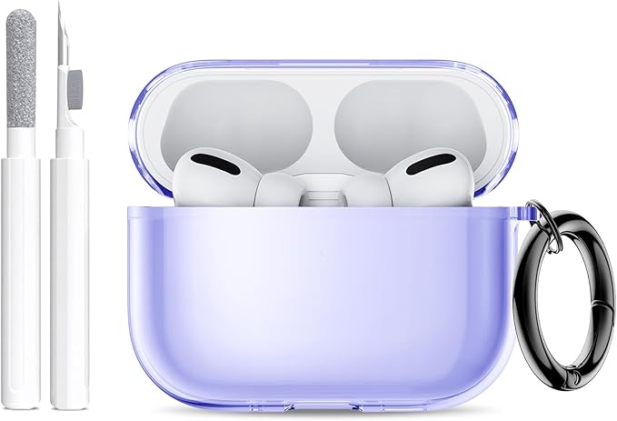 for AirPods Pro 3 Case (2025) with Cleaner Kit, Cute Soft Silicone Cover Compatible AirPods Pro 3rd Genera case with Keychain for Women Men with Keychain for Airpod Pro case(2025) Transparent Purple