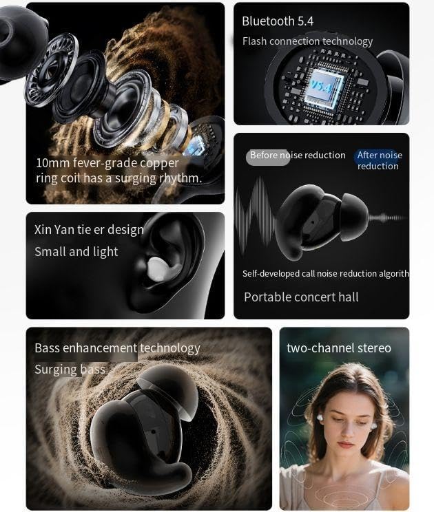 Sleep Headphones Invisible Wireless Bluetooth Sleep Earbuds for Sleepers,Two-channel Stereo Comfortable Noise Blocking Wireless Headphones for Sleeping,6H Single Use,Stable Bluetooth 5.4, White