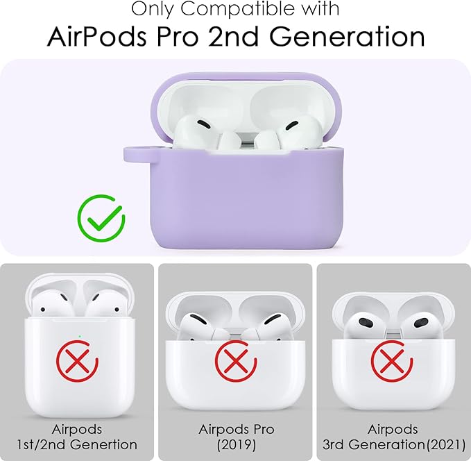 Case for Airpods Pro 1st 2nd Generation - VISOOM Airpods Pro 1/2 Cases Cover Women Silicone iPod Pro 2 Earbuds Wireless Charging Case Girl Bling Keychain for Apple Airpod Gen Pro 2