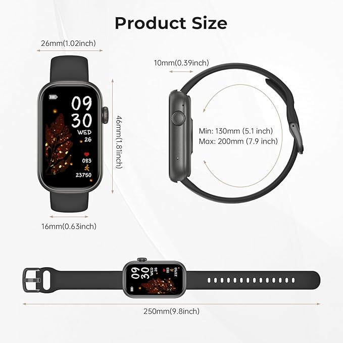 Fitness Tracker for Men Women, 24/7 Heart Rate, SpO2 and Sleep Monitor Health Watch, Calorie Step Counter Fitness Watch IP68 Waterproof Smart Watch for Android and iOS, Black/Starlight