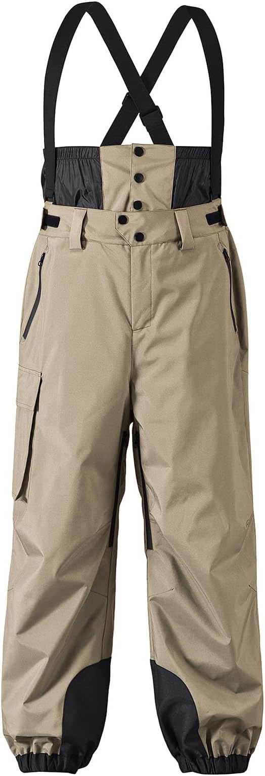 YEEFINE Mens Snow Ski Bibs Pants Baggy Snowboard Overall Insulated Windproof Waterproof Winter Warm Comfy Loose Ski Pants