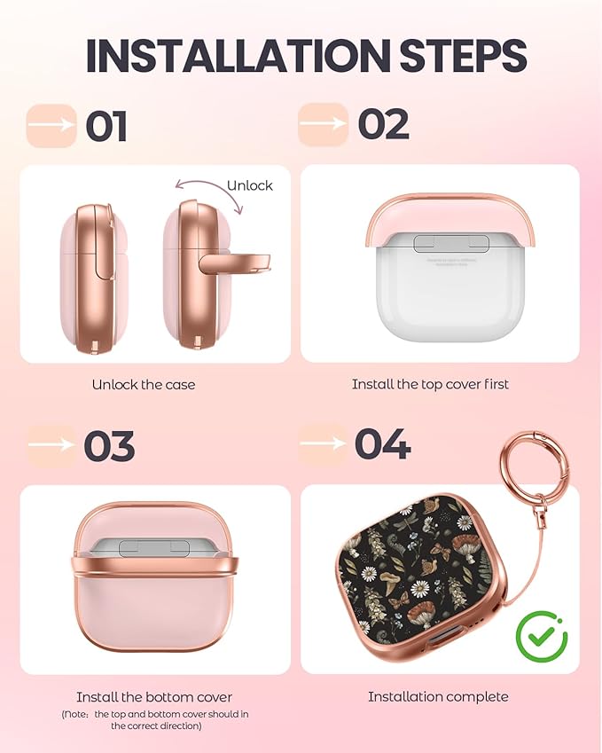 Coralogo for AirPods 3rd Case with Safety Lock - Cute Cartoon for AirPods 3rd Generation for Women Girls Fashion Stylish Mushroom Pattern Design Kawaii Girly Girlish Hard Protective Cover