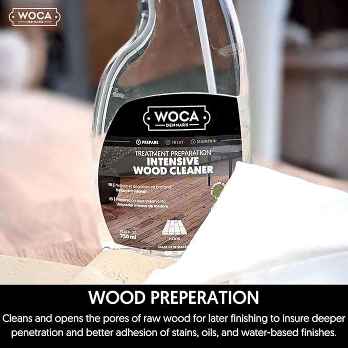 WOCA Denmark Intensive Wood Cleaner 750 ML, Ready to use spray for the preparing and treatment of raw wood.