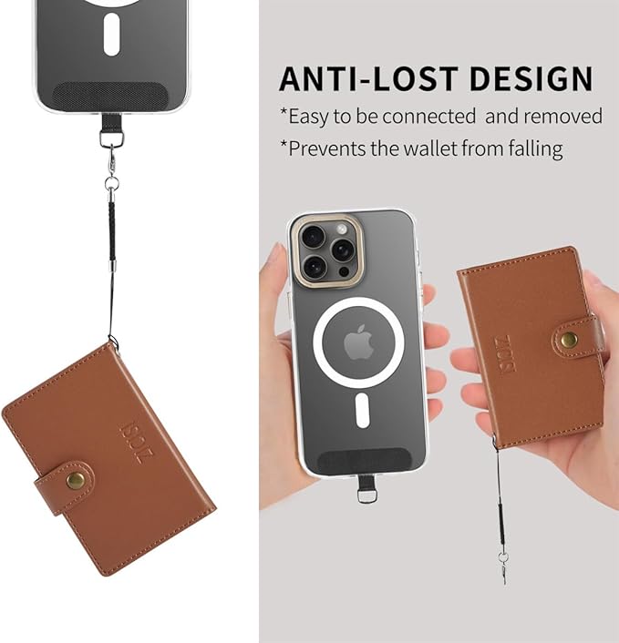 for Apple Magsafe Wallet,PU Leather Magnetic Wallet for iPhone 16/15/14/13/12 pro Max/Mini/plus,5 Card Holders with RFID Blocking (Dark brown)