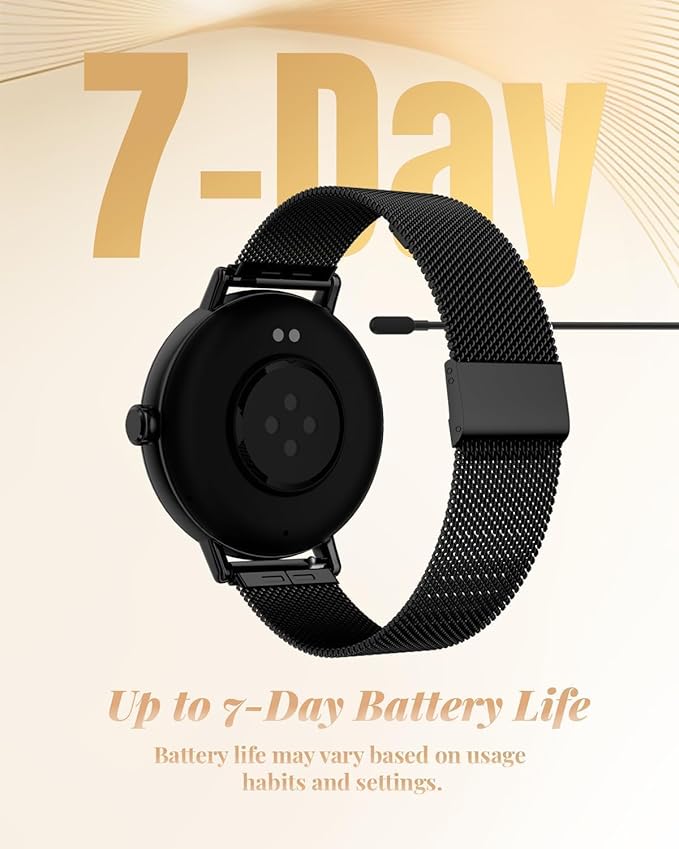 TOOBUR Smart Watch for Men Women with Two Bands, 40mm HD Smartwatch, Compatible with Android & iOS, Answer/Make Calls, Fitness Watch with Step/Sleep/HR Tracker, IP68, Stylish Gift, Black