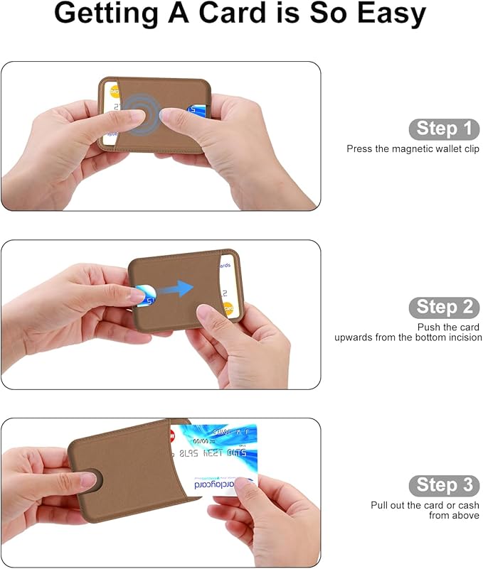 Miroddi for Magsafe Wallet, Magnetic Card Holder for iPhone 17/16/15/14/13/12 Series, Leather Magnet Phone Wallet Fit 4 Cards 3 Cash, Ultra-Thin, RFID Blocking, Brown