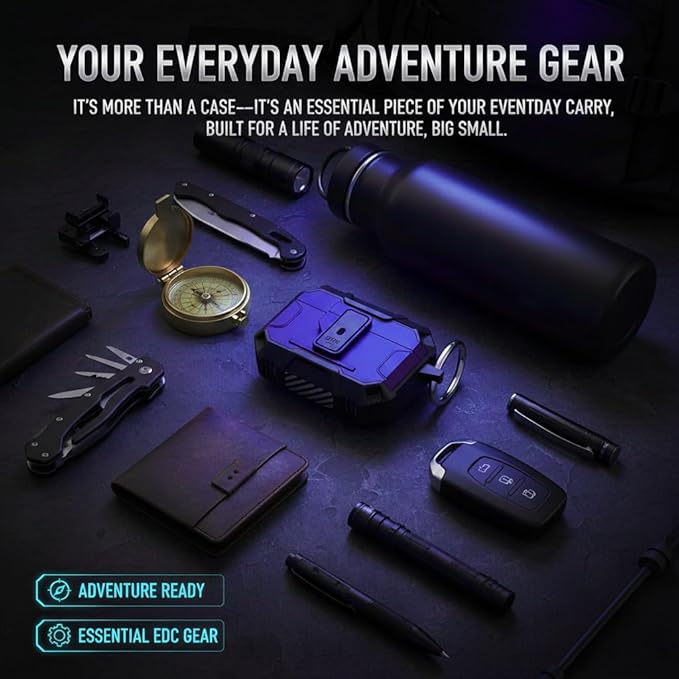 for AirPods Pro 3 Case, Secure Lock Magnetic Lid Cover with Keychain, Military Grade Shockproof Protective Case for Airpods Pro 3rd, Wireless Charging & Front LED Visible, Purple Black