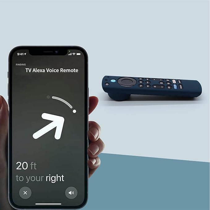 TV 4-Series Cover with AirTag Holder for Insignia Omni Series or TV 4-Series,Compatible with NS-RCFNA-21 CT-RC1US-21 CT95018 Voice Remote Control,with Hole for Tile Sticker,Black+Navy Blue
