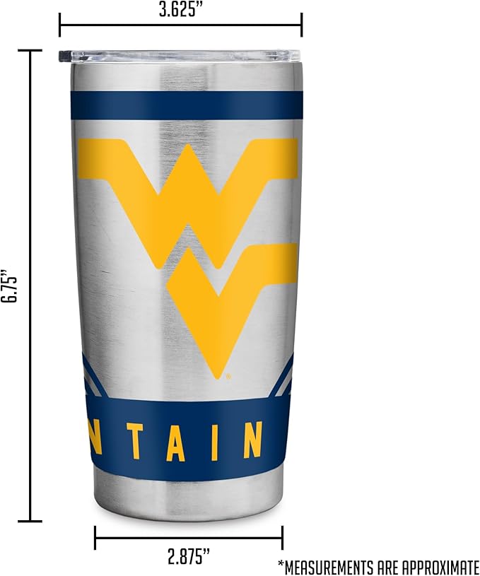 Rico Industries NCAA 20oz Stainless Steel Tumbler with Lid - Great For Coffee, Tea, Water or Cocktails