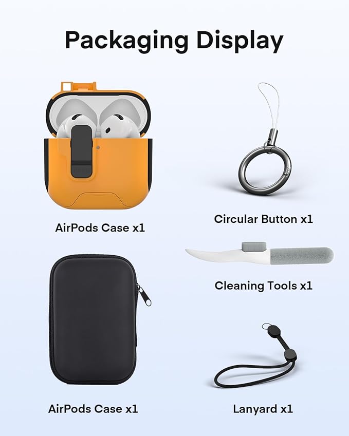 Maxjoy for AirPods 4 Case with Lock, AirPods 4th Generation Case Cover with Cleaner Kit Shockproof AirPod Gen 4 Protective Cases with Keychain Compatible with Apple AirPods4 2024, Yellow
