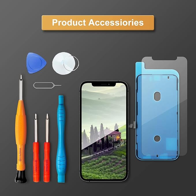LL TRADER Screen Replacement for iPhone 12 Pro Max 6.7'' LCD Retina FHD Display COF Touch Screen Digitiser with Repair Tool Kits, Waterproof Tape, Screen Protoctor 2025 New for USA