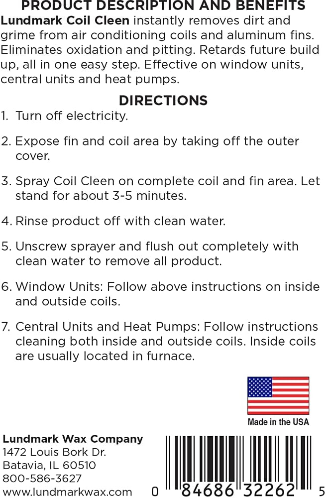 Lundmark Coil Cleen, Air Conditioning Fin & Coil Cleaner, 32-Ounce, 3226F32-6