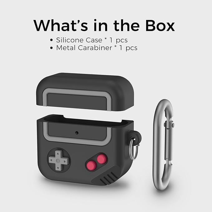 Silicone Game Design 2024 Case for Apple AirPods 4 Gen with Active Noise Cancellation, Cute Case Cover for Women/Men (Black)