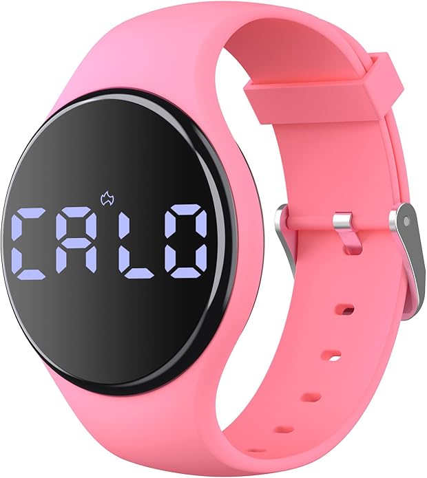 Fitness Tracker Watch with Step Counter for Men and Women, 8 Sets Alarm with Vibration or Music for Schedules Alerts, Rechargeable, Pink, Blue and Black
