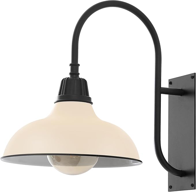JONATHAN Y JYL7614J Stanley 12.25" 1-Light Farmhouse Industrial Indoor/Outdoor Iron LED Gooseneck Arm Outdoor Sconce for Entryway Lobby Kitchen Bathroom Bedroom Living Room Hallway, Matte Almond