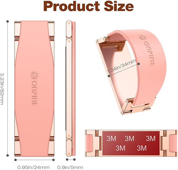 Phone Grip Finger Ring Holder 3.23 Inch, Phone Slim Finger Ring Holder Kickstand 2 in 1, Compatible with iPhone Samsung and Most Smartphones, Pink