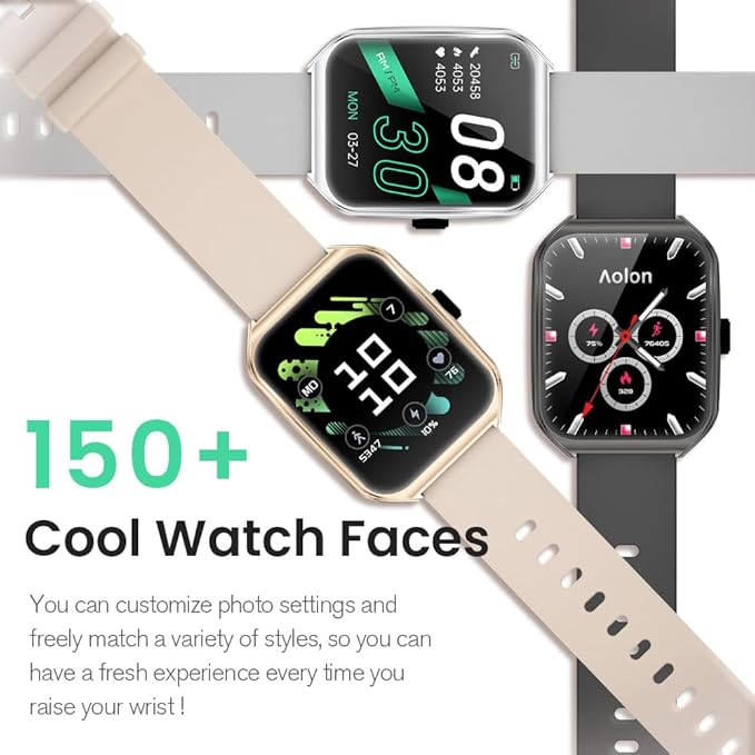 AOLON Smart Watches for Men Women, 1.83" HD Display with 3D Curved Glass, Metal Fitness Smart Watch with Heart Rate, SPO₂, Sleep & Stress Monitoring Fitness Tracker with Android & iOS(Black)