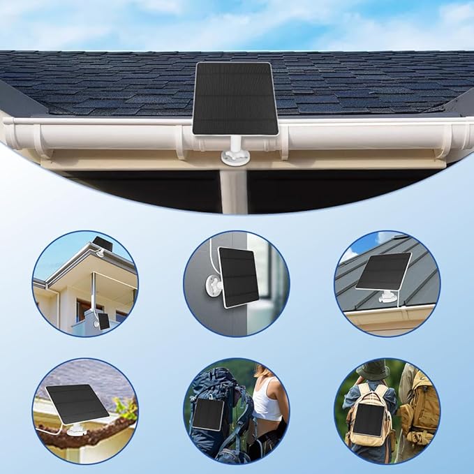 Solar Panel Charger Compatible with Arlo Pro 3/Pro 4/Pro 5S/Pro 3 Floodlight/Ultra/Ultra2, 5W 5V Solar Panel Continuous Power Supply, 9.8ft Cable, IP65 Waterproof, 360° Adjustable Bracket, 2 Pack