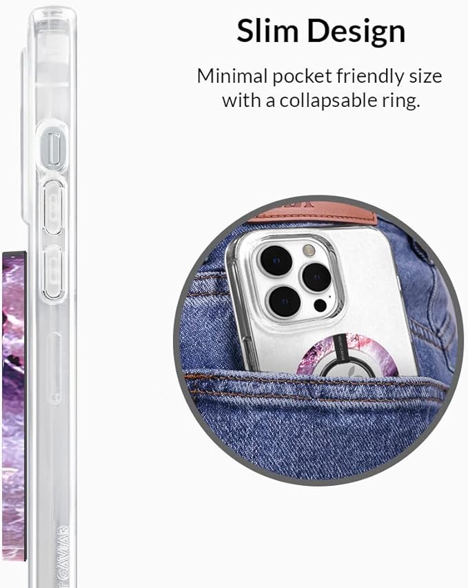 VELVET CAVIAR Compatible with MagSafe Phone Grip - Magnetic Ring Holder with Adjustable Stand - Removable MagSafe Accessories for iPhone 16, 15, 14, 13, 12 (Purple Marble)