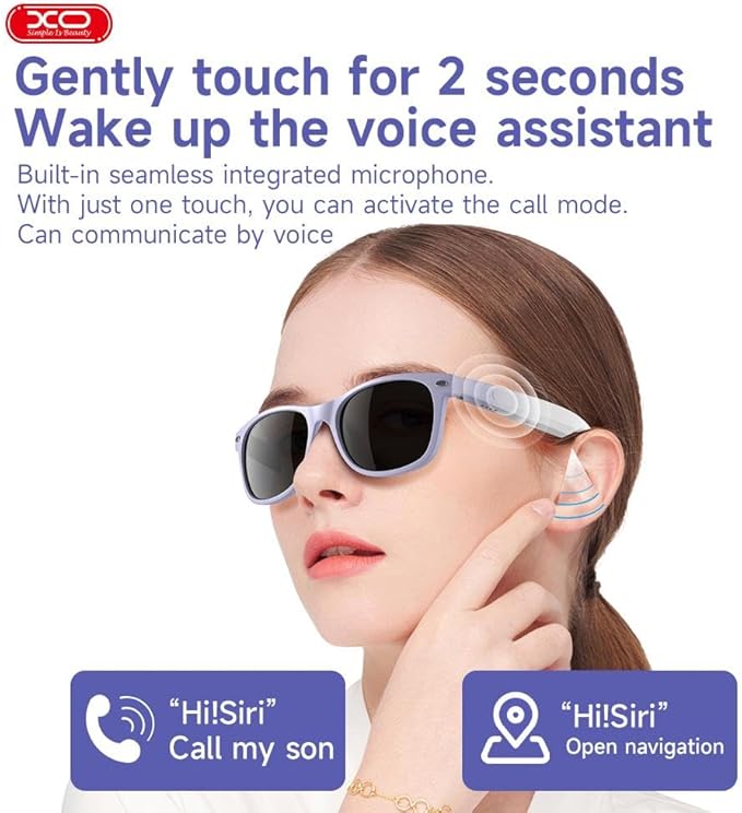Smart Bluetooth Sunglasses, XO Smart Bluetooth Audio Glasses for Women Men,Athletic/Outdoor UV Protection Riding, Driving,Fishing, Running (Purple)
