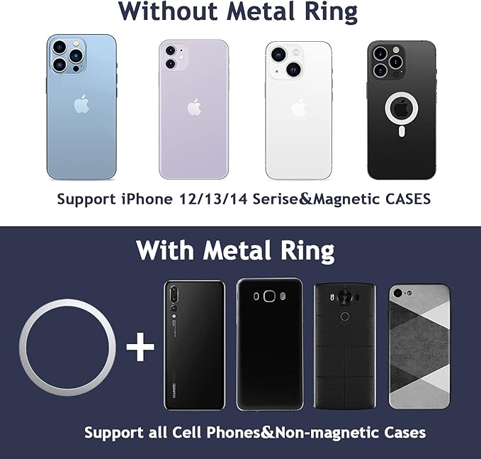Magnetic Phone Ring Holder for MagSafe Removable Finger Ring Grip Kickstand Cellphone Stand Mag Safe Accessories for iPhone16/15/14/13/12 Series Black