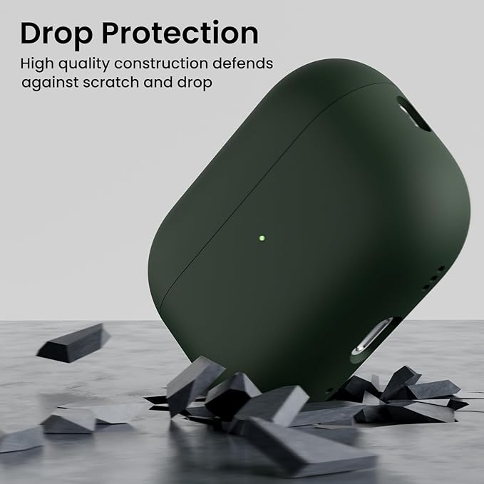 ORNARTO Compatible with AirPods Pro 2 Case 2022, Full Protective Hybrid Silicone for AirPods Pro 2nd Generation Case, Front LED Visible Skin Cover-Mystic Green