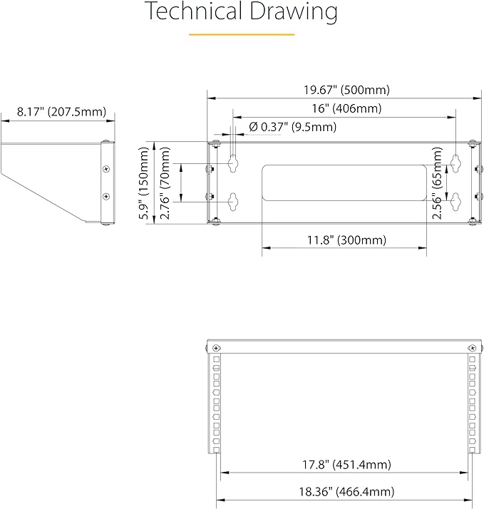 StarTech.com 4U Vertical Wall-Mount Bracket for 19inch Rack Mountable Equipment, 121lb/55kg Capacity, for Patch Panels/Servers