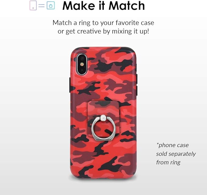 Velvet Caviar Cell Phone Ring Holder - Finger Ring & Stand - Improves Phone Grip Compatible with iPhone, Galaxy and Most Cases (Except Silicone/Leather) - Red Camo