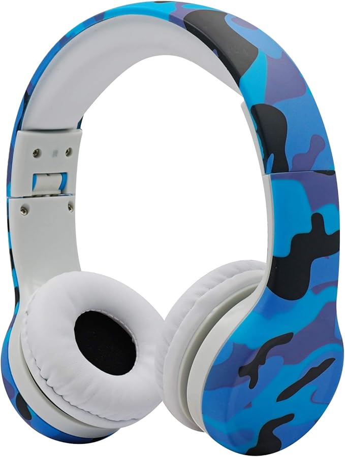 Kids Headphones with Cord, Toddler Headphones with Sharing Function, 85dB/93dB Safe Volume Limit, for Toddler Children Baby Boys Girls On-line Study, School, Travel use (camo Blue)