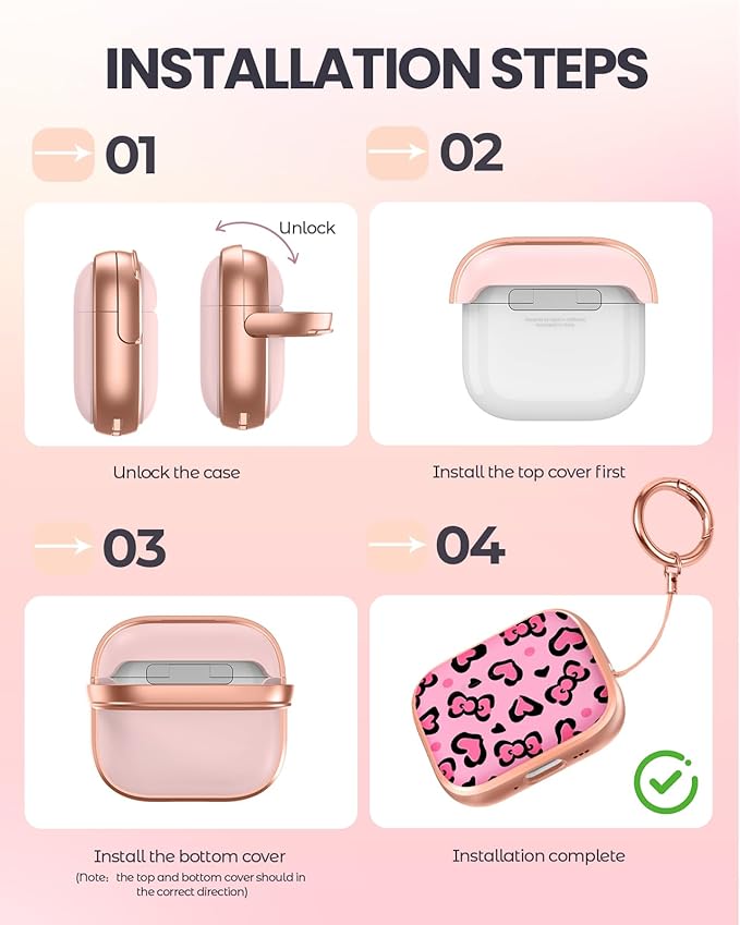 Coralogo for AirPods Pro 3 Case with Safety Lock - Cute Cartoon for Women Girls Fashion Stylish Leopard Pattern Design Kawaii Girly Girlish Hard Protective Cover for AirPods Pro 3rd Generation