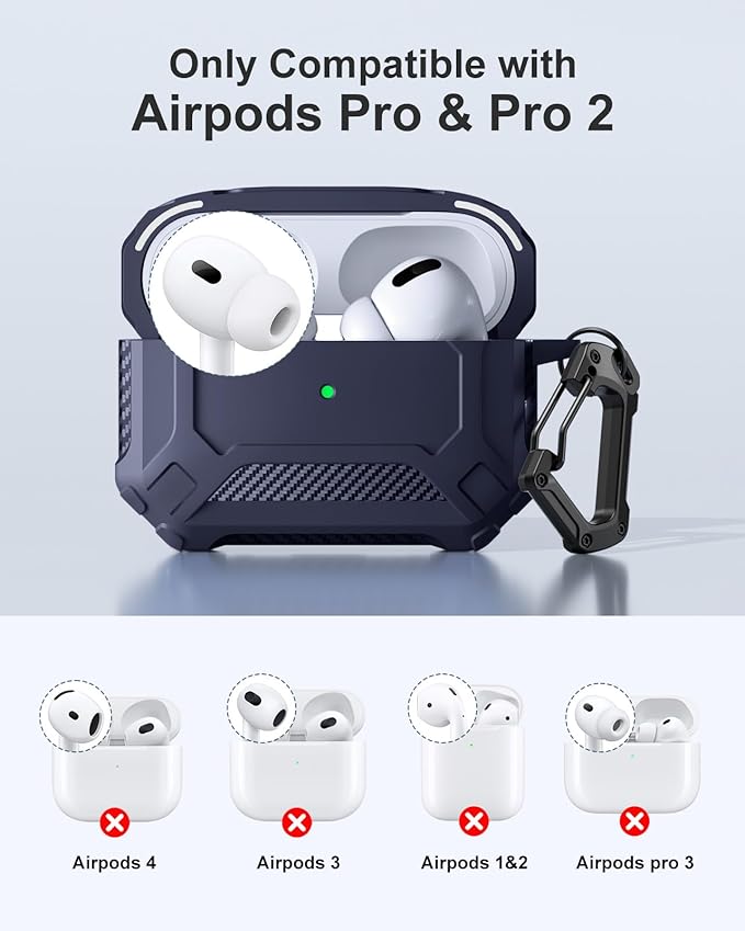 Lerobo for AirPods Pro 2 Case with Cleaner Kit,Compatible with Apple AirPods Pro 2nd/1st Generation Case, Hard Protective Cover with Powerful Drop Protection, Magnetic Lid,Navy Blue