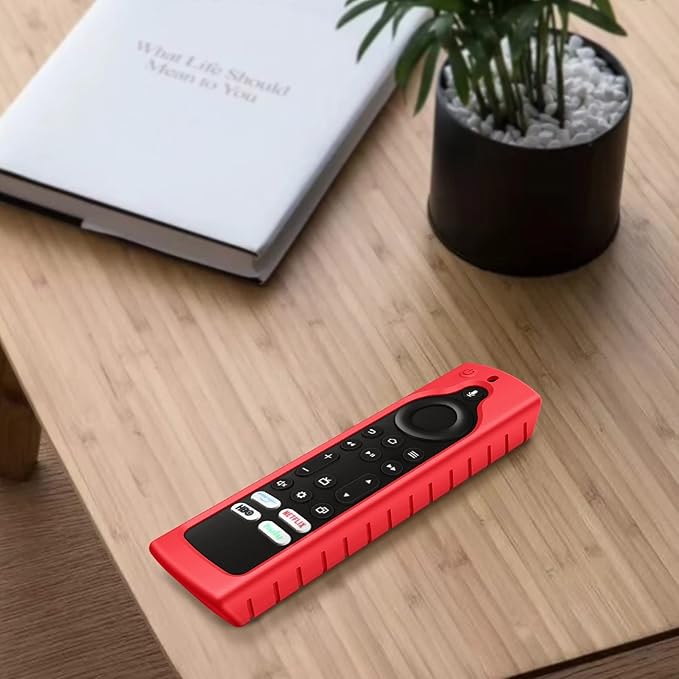 Fintie Silicone Case for Fire TV Stick 4K Max (2nd Gen)/Toshiba/Insignia/Pioneer/2-Series/4-Series/Omni Fire TV Remote - Anti Slip Shockproof Cover for Alexa Voice Remote Enhanced, Red