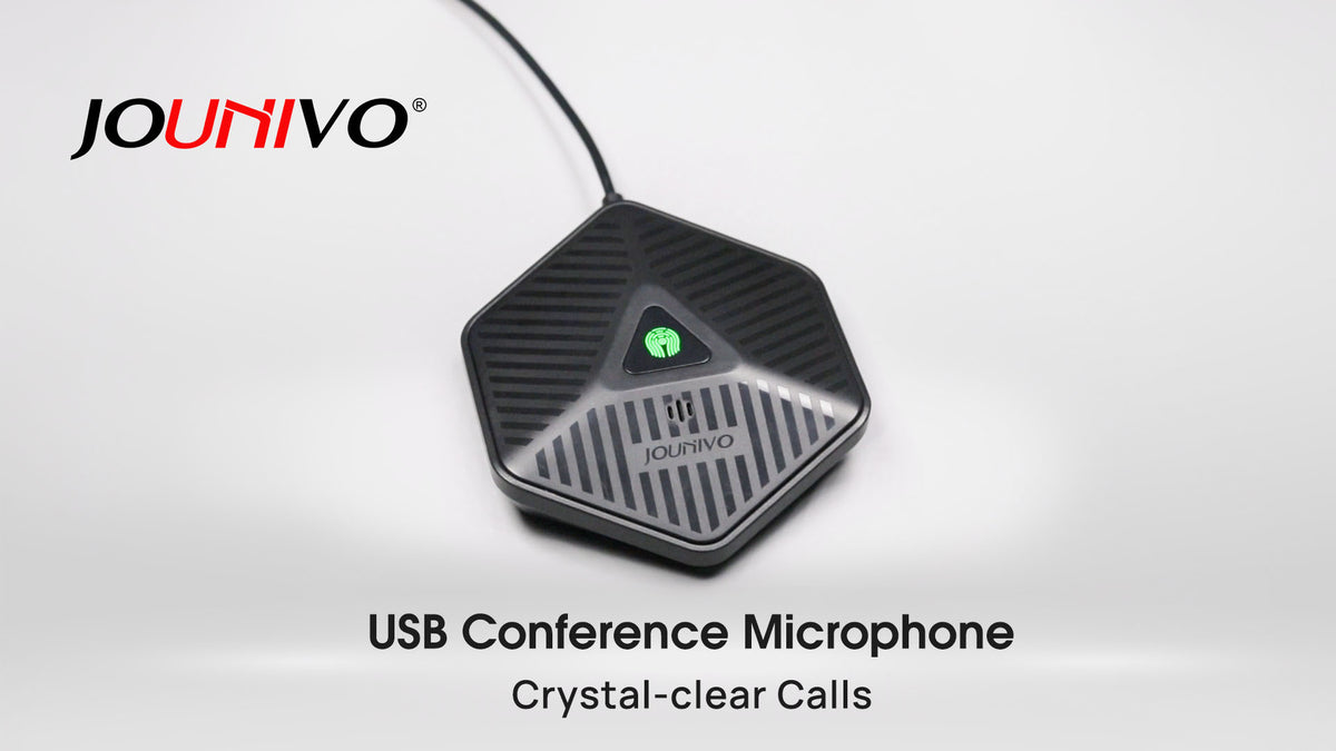 Conference USB Microphone, 360° Omnidirectional Computer Mic with Mute Button for Video Conference, Recording, Skype, Online Class, Plug & Play Compatible with Windows/macOS/PC/Laptop(JV808)
