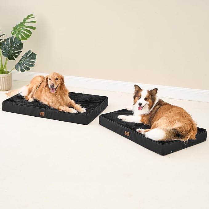 EHEYCIGA Memory Foam Dog Bed Orthopedic 41"x27",Waterproof Pet Bed for XLarged Dogs ,Washable Pet Mat with Removable Cover, Black