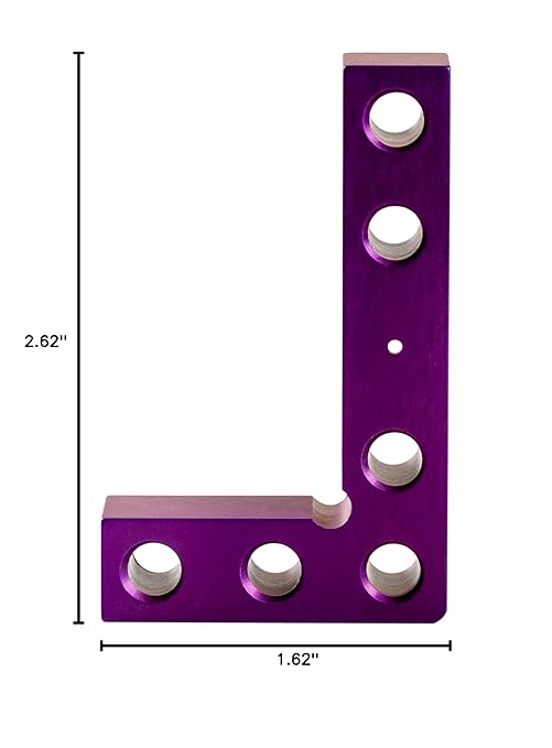 Small Square and Center Finder - Made in USA Versatile Woodworking Tool with 11/32" Center Marking Hole for Larger Pencils, Carpenter Tool for Accurate Line Transfers (Purple)