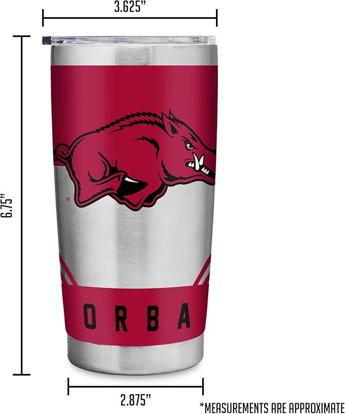 Rico Industries NCAA 20oz Stainless Steel Tumbler with Lid - Great For Coffee, Tea, Water or Cocktails