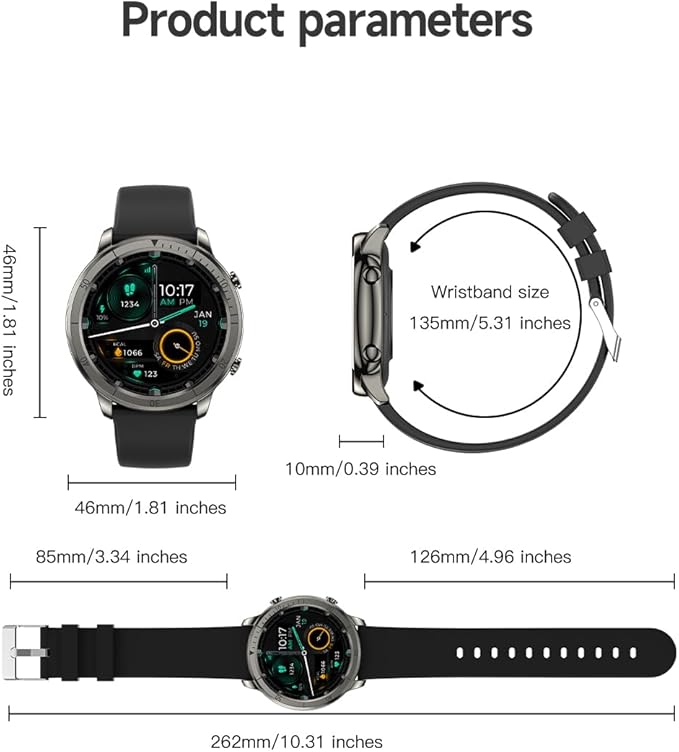 AOLON Smart Watch for Men Women (Answer/Make Calls), 1.46" IPS HD Screen, Fitness Tracker, 100+ Sport Modes, Blood Oxygen/Sleep/Heart Rate Monitor, IP67 Waterproof, Smartwatch for Android iOS, Black
