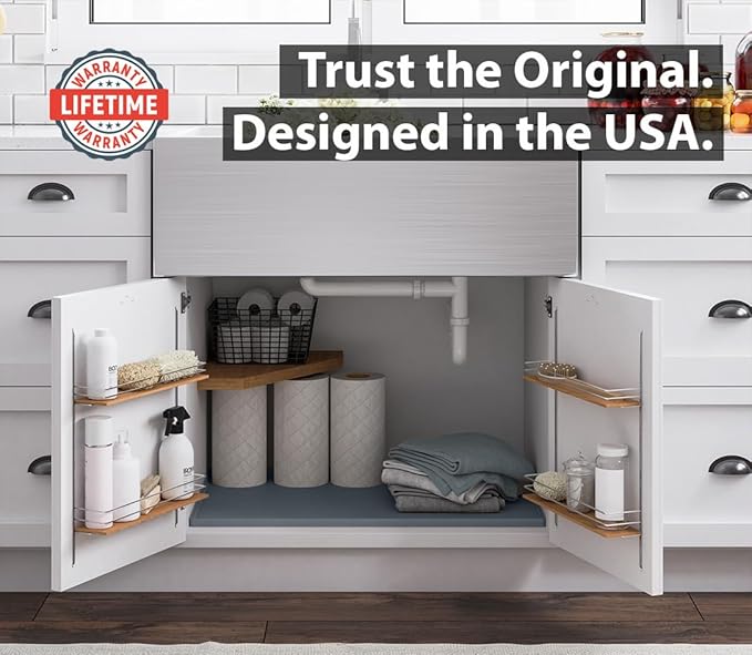 BASIN - Heavy Duty Under Sink Mat - The Original Silicone Under Sink Mats for Kitchen Waterproof - Under Sink Tray for Kitchen Waterproof - Under Sink Cover Cabinet Liner Taupe 22x22