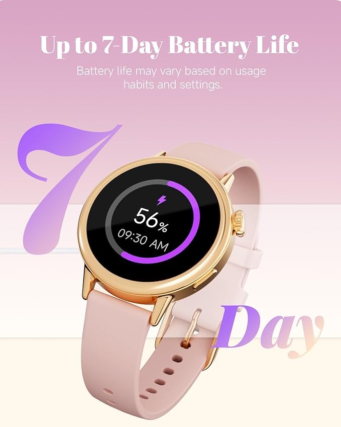 TOOBUR Petite Smart Watch for Women, 1.1'' AMOLED Screen Smartwatch, Compatible Android & iOS Phones, Answer/Make Calls, Fitness Tracker with Heart Rate/Step/Calories Monitor, 100+ Sports Modes, Pink