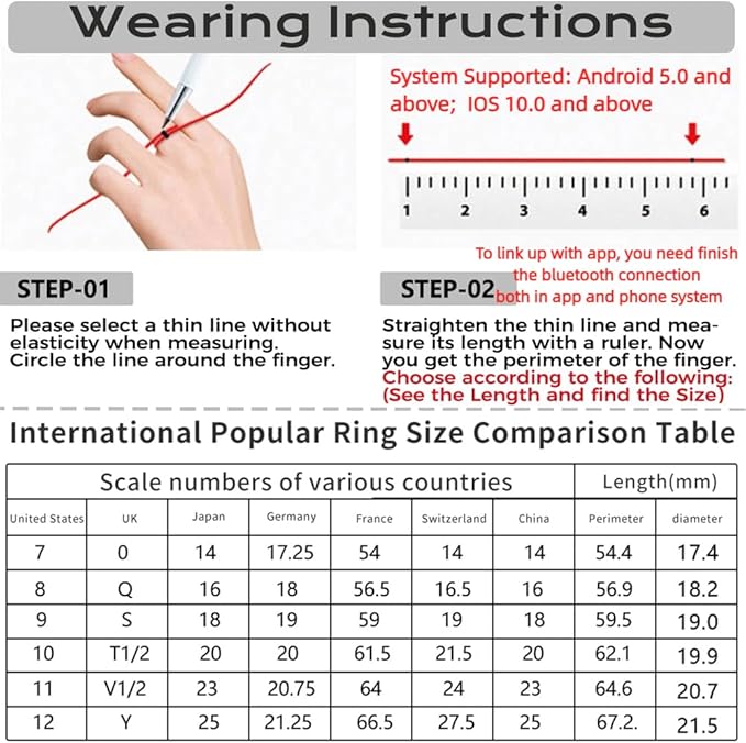 Smart Ring Fitness Tracker Sleep Tracking Heart Rate Monitor Pedometer, Waterproof Activity Tracker Fitness Ring Steps Counter, Gesture Controls for Short Video, 8 Days Last, Silver, #10