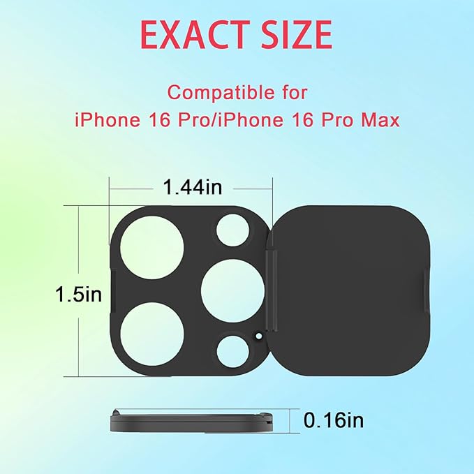 Phone Camera Lens Cover Compatible for Phone 16 Pro/ 16 Pro Max,Camera Lens Protector to Protect Privacy and Security,Strong Adhesive Black-2 Pack