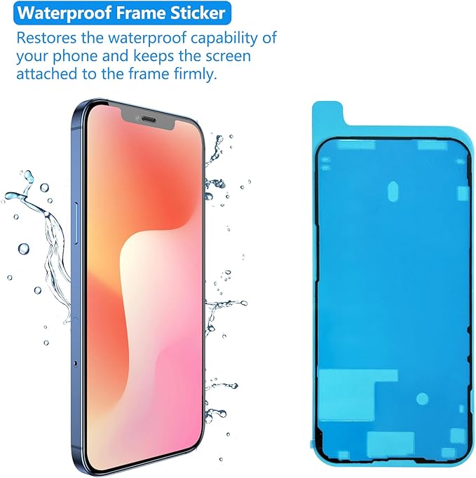 for iPhone 16 Screen Replacement 6.1 inch, 3D Touch LCD Screen Display Digitizer Frame Assembly Repair Kit with Waterproof Seal+Repair Tools+Screen Protector for A3288, A3287, A3081, A3296