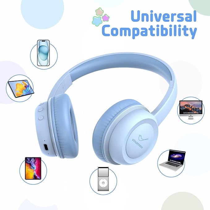Kids Bluetooth Headphones,Kids Wireless Headphone with 85dBVolume Limiter, 30H Playtime, Adjustable Headband,Over-Ear Headphones for Kid School Online Class Travel