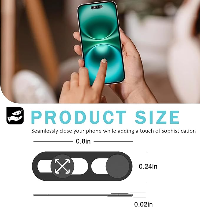 Front Camera Cover,Webcam Cover Compatible for Phone 14 Pro/14 Pro Max/15 Series/16 Series(Except 16e),Web Blocker Protect Your Privacy and Security-Infrared Facial Recognition Can Be Turned Off-Black