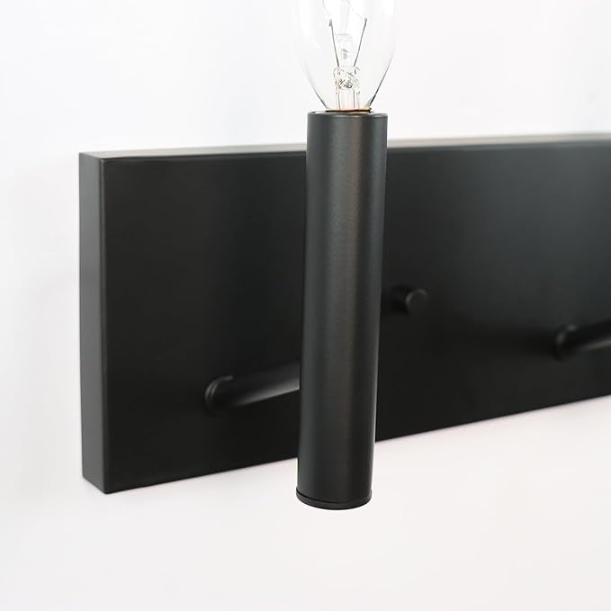 Kalium Bathroom Light Vanity Fixtures Over Mirror, 3-Lights Modern Matte Black Wall Sconces, Minimalist Wall Lights for Livingroom Bedroom Entryway Hallway Staircase, E12 Base(Bulbs Not Included)