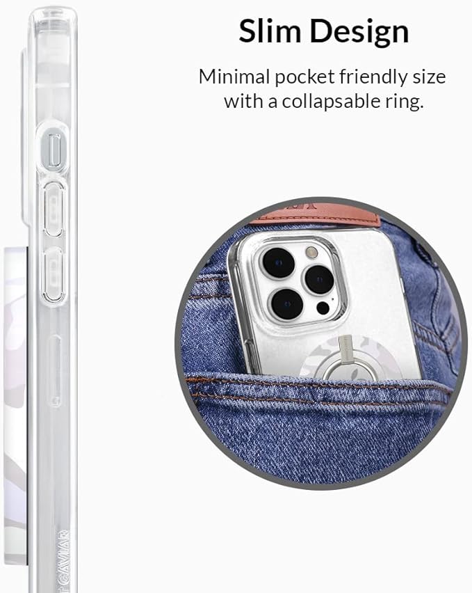 VELVET CAVIAR Compatible with MagSafe Phone Grip - Magnetic Ring Holder with Adjustable Stand - Removable MagSafe Accessories for iPhone 16, 15, 14, 13, 12 (White Camo)