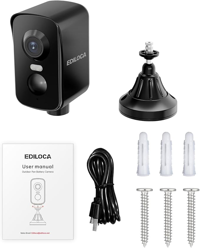 Security Cameras Wireless Outdoor, 2K Pan Rotating 300° Battery Powered WiFi Camera with PIR Human Detection, Color Night Vision, 2-Way Audio, Alarm, Weatherproof, Cloud/Local Storage