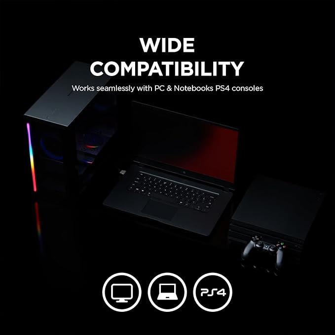 Rampage RM-K1 Pulsar 7.1 Virtual Surround Sound RGB Gaming Headset – 50mm Drivers, Flexible Microphone, Noise Isolation, Comfortable Over-Ear Design – USB Wired (White)