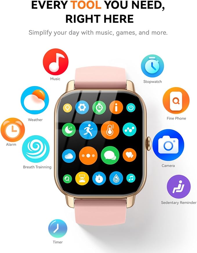 Smart Watches for Men Women(Answer/Make Call), Fitness Tracker Watch with Activity Counter/Sleep Monitor/ 110+ Sports Modes,Smart Watch for Android iPhone iOS Compatible (Pink, 1.83)