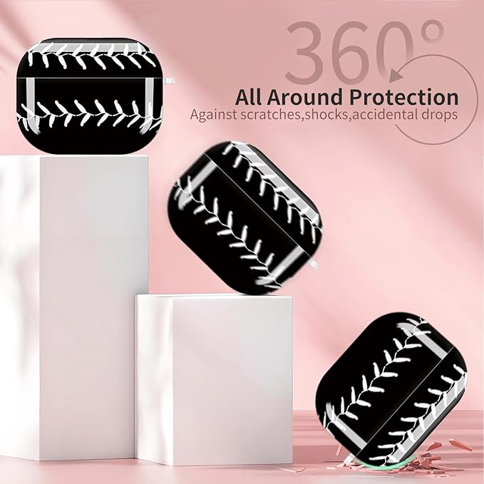 Compatible with AirPods Pro 3 Case 2025 for Women Girls – Cute Shockproof Protective Cover with Gold Round Buckle, Anti-Drop Soft Case for AirPod Pro 3rd Gen (Baseball lace)
